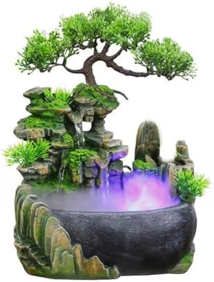 Rockery Stream Tabletop Fountain, Zen Meditation Indoor Waterfall Feature with Automatic Pump and Switch, Desktop Fountain for Home Office Bedroom Decoration(US regulations Include Fog) by Unknown