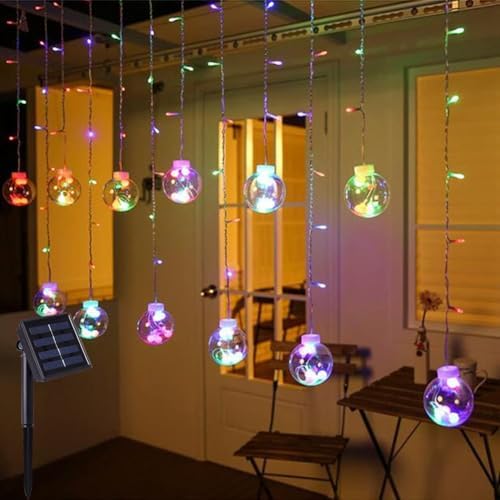 Solar Wishing Ball Fairy Curtain Lights, Waterproof 8 Modes Flashing String Lights with Remote Control for Bedroom, Christmas, Wedding, Party Decoration (Mutlicolor) - Image 5