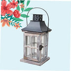 Vintage Wooden Wall Hanging Candle Lanterns Iron Holder Xmas - Image 3
