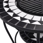 26.8 Inch Mosaic Fire Pit Table for Outdoor Patio, Steel Wood Burning Firebowl with Ceramic Tile Surface, Safety Mesh Cover and Poker Tool - Image 7
