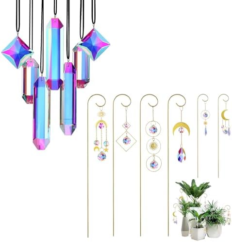 7pcs Crystal Sun Catcher Prisms and 6pcs Crystal Sun Catchers with Small Trellis by HDCRYSTALGIFTS