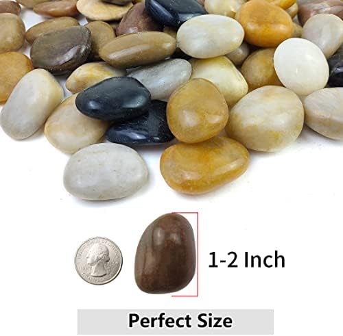 YISZM 40lbs Pebbles for Landscaping Garden Indoor Plants, 1-2 Inch Mixed Color High Polished River Rocks Outdoor Decorative Stones Outdoor Vase Filler Fish Tank Aquariums and Indoor DIY - Image 3
