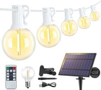 Larkvue 25FT Solar String Lights with Remote, 3 Modes, 11 G40 Bulbs, White by Larkvue