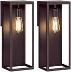 2-Pack Outdoor Wall Lanterns, 16” Exterior Waterproof Outdoor Light, Brown by WelcometoVerRon