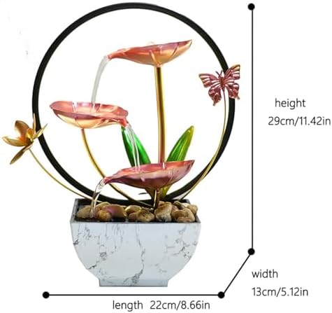 11'' H Pink Indoor Desktop Tableop Fountain Decoration, Fountain with LED Lights for Meditation and Zen Water Scenery, Festival Decorations - Image 2