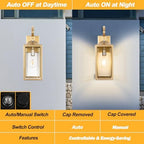 19" Large Dusk to Dawn Outdoor Wall Light Porch Light Outdoor Gold - Image 2