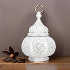 Metal Oriental Moroccan Storm Lantern, 30 cm, for Outdoors as a Garden Lantern or Indoors as a Table Lamp (White) - Image 5