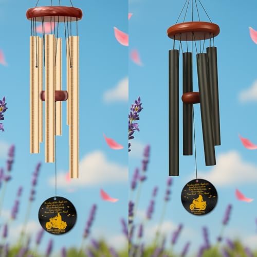 Personalized Motorcycle Memorial Wind Chime – “Riding with The Angels” Custom Engraved Name & Years – Outdoor Biker Sympathy Gift – in Loving Memory Windchime Tribute for Honoring The Loss of Loved - Image 5