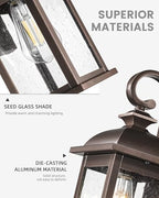 FEMILA Outdoor Wall Lantern Oil Rubbed Bronze, Exterior Wall Light Sconce with Seeded Glass, Front Porch Light Fixture for Outdoor Garage, Patio House, 4FD54B ORB - Image 2