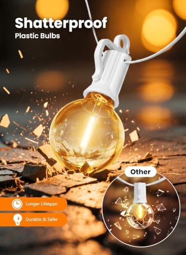 Outdoor String Lights, 50FT 25 LED Bulbs IP65 Waterproof Patio Lights - Image 4