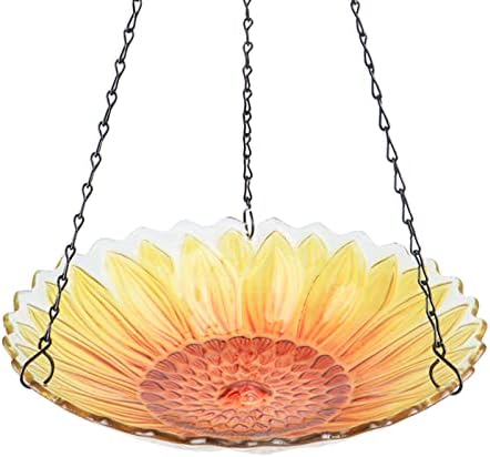 MUMTOP Hanging Glass Bird Bath Sunflower Outdoor Birdfeeder Garden Decor by MUMTOP