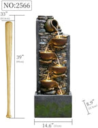 39" Outdoor Garden Water Fountain with Lights, 5 Tiers Water Feature - Image 3