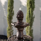 XBrand 51" 3-Tier Outdoor Waterfall Fountain, Freestanding Resin Water Feature with Pump, Cascading Water Design for Garden, Patio & Yard, Brown - Image 2