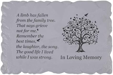 11.8 inches Long Tree of Life Song Polyresin Memorial Garden Stone, Memorial Stones for Loved Ones Outside, Memorial plaques, Sympathy Gifts for Loss of Loved one, Memorial Gifts (Grey Tree) by YoudearMemorials