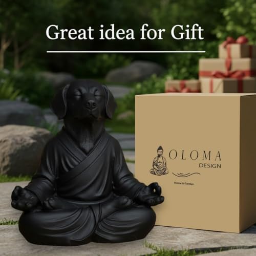 OLOMA Concrete Meditating Dog Statue Heavy Stone Garden Sculpture Weather Resistant Outdoor Indoor Decor for Patio Lawn Yard Entryway Meditation Space Accent Feature - Image 5