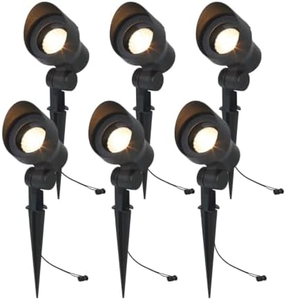 Aluminum & Glass Low Voltage Landscape Spotlights 12V LED with 20W MR16 Bulb Outdoor Landscape Lighting, 3000K Warm White Landscape Spot Lights Wired for Garden and Yard Up Lighting, 6 Pack by MULANDI