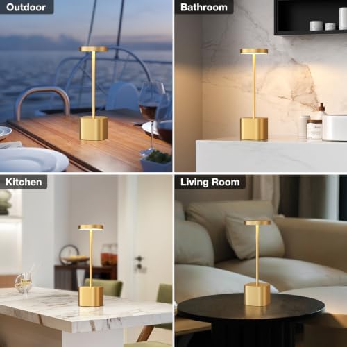 Cordless Rechargeable Table Lamp, 4000mAh Battery Operated, Light Gold, 2 - Image 7