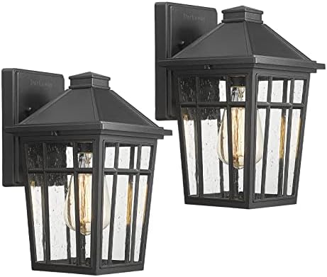 Darkaway Outdoor Sconce Lights Wall Light Fixtures, Front Porch Light Outdoor Wall Anti-Rust Waterproof Aluminum with Glass Exterior Light Fixture for Patio, Yard, Doorway, Garage(2 Pack, Black) by Darkaway