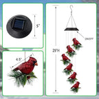Cardinal Solar Wind Chimes for Outside,Red Bird Danglers Christmas Lights - Image 6