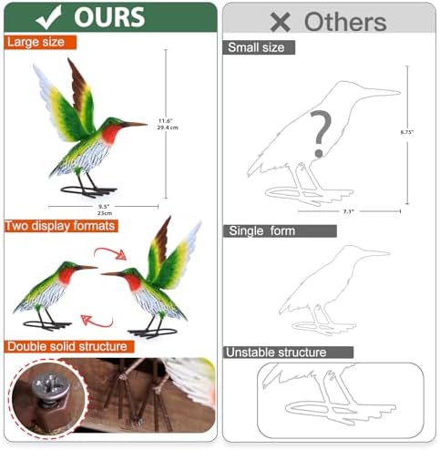 Nacome Hummingbird Metal Garden Statue: Easy Assemble Outdoor Decor - Image 3