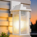 15" White Outdoor Wall Light, All-Metal Frame Porch Light by hameso