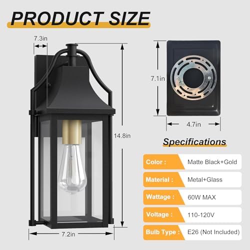 Dusk to Dawn Outdoor Wall Sconce, Waterproof Outdoor Porch Lights - Image 6