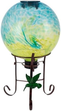 10" Diameter Solar Color-Changing Gazing Ball with Metal Stand by YELENEW