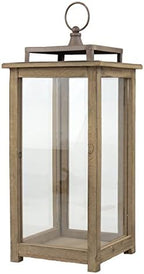 Stonebriar 18 Inch Rustic Wooden Candle Hurricane Lantern, For Table Top, Mantle, Wall Hanging, or Garden Display, Indoor & Outdoor Use, Extra Large - Image 4