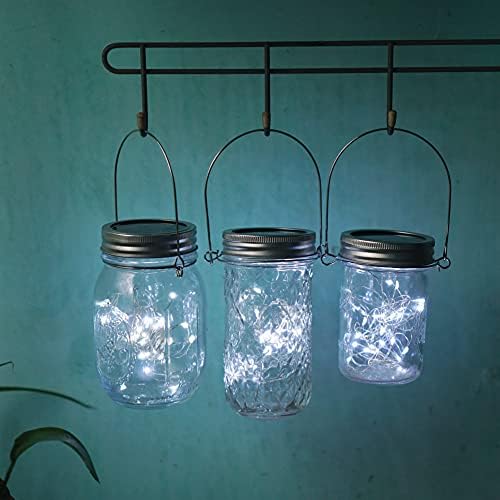 Solar Mason Jar Lights, 12 Pack 30 LED Fairy Star Firefly String Lids Lights with 12 Hangers for Patio Yard Garden Party Wedding Christmas Decoration(Jars Not Included) (12 Pack, Cool White) - Image 5