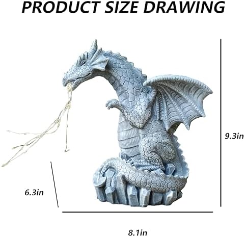 Solar Dragon Garden Statues Outdoor Lights Watering Decor, Resin Dragon Figurine with 30 LED String Lights Lawn Patio Balcony Art Decoration,Housewarming, Birthday,Mothers Day Mom Gifts - Image 4
