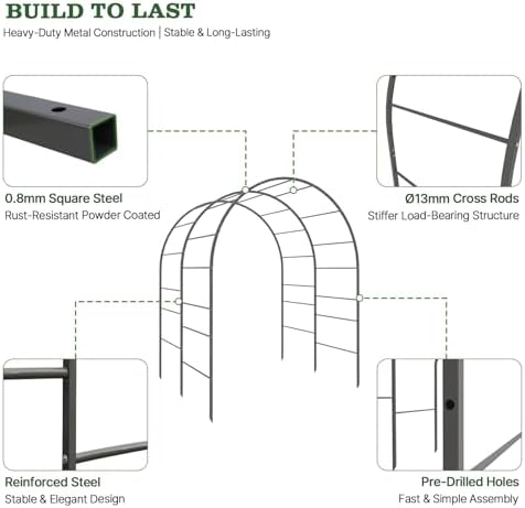 Anleolife 4x6FT Heavy Duty Double-Arch Garden Trellis for Climbing Plants - Image 4