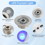 LED Fountain Lights Submersible Waterfall Underwater Light 36W 12V AC with RGBW Color Changing by Remote Full Stainless Steel Light for Outdoor Fountain Garden Waterfall Pond - Image 3