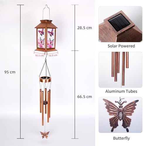 Butterfly Lantern Wind Chimes, Solar Butterfly Wind Chime, Gifts for Mom, Women, Grandma, Garden Courtyard Lawn Decor, Gift for Christmas and New Year, Mobiles Decorative Gifts - Image 4