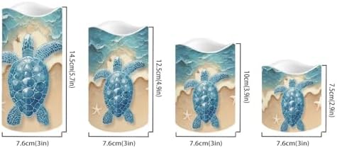 Sea Turtle Candle with Remote Control Electric LED Pillar Candle Timer Color Changing Long Lasting 4 Pcs Battery Candles - Image 2