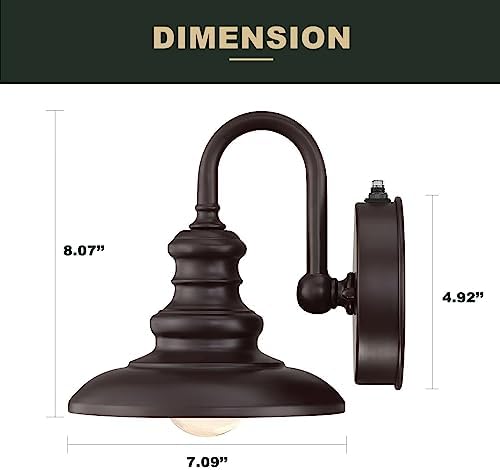LONEDRUID Dusk to Dawn Sensor Outdoor Gooseneck Barn Light Fixture Brown - Image 6