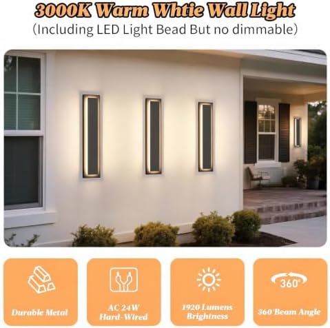 Modern Outdoor Wall Lights,24 in Long Exterior Lighting Fixtures - Image 4