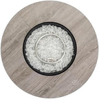 30'' Concrete Round Gas Fire Pit, 50,000 BTU Steel Outdoor Fire Tables, Fire Table with Lid, Add Warmth & Ambience to Gatherings and Parties On Patio Deck Garden Backyard，White Glass Stone. - Image 3