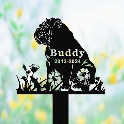 Custom English Bulldog Metal Memorial Stake Sign Personalized British Bulldog Grave Marker Garden Decor Dog Name Yard Remembrance Stake Pet in Heaven Loss of Dog Sympathy Gift - Image 4