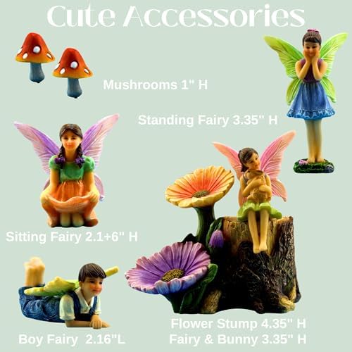 PRETMANNS Fairies for Fairy Garden Accessories Kit Outdoor, 7 Items - Image 5