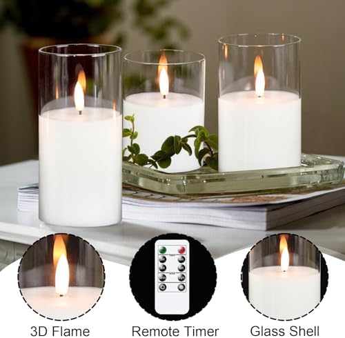 GenSwin Glass Flameless Candles Battery Operated with Remote Clear - Image 4