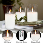 GenSwin Glass Flameless Candles Battery Operated with Remote Clear - Image 4