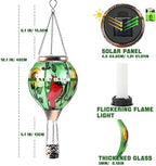 Hot Air Balloon Solar Lantern - Cardinal Bird Glass Lantern, Simulated Flickering & Dancing Flame, Outdoor Hanging Yard Light Waterproof IP65 for Patio Lawn Porch Decor Gift - Image 4