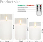 Clear Glass 3-Pack Flameless LED Pillar Candles with Remote - Image 5