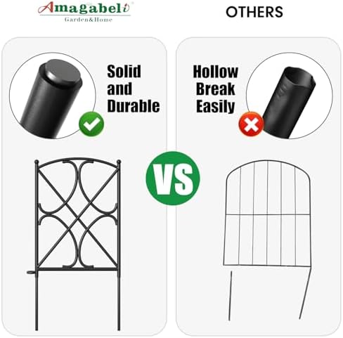 AMAGABELI GARDEN & HOME 10 Panels 24in(H)×10ft(L) Decorative Garden Fences and Borders for Dogs Rustproof Metal No Dig Fence Panels Garden Edging Border for Animal Barrier Flower Beds Yard Patio - Image 4