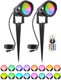 Christmas RGBW Outdoor Spotlights for Yard, 10W Color Changing Landscape Lights with Remote Control 120V LED Landscape Lighting Waterproof Spotlight with Plug Tree Garden Path Decoration(2Pack) by DOREIO
