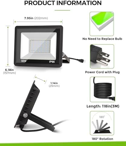 L LOHAS LED Green Christmas Flood Light Outdoor 50W Dusk to Dawn 2 Pack - Image 7