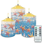 Cozeyat 3Pcs Flameless Candles Battery Operated Sea Starfish Design Warm Yellow Tealights 4/6H Timers LED Tea Lights with Remote Control for Wedding Table Centerpiece by Cozeyat