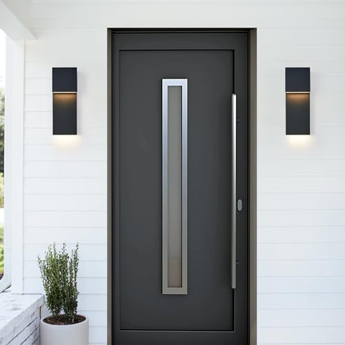 Tarentlight Modern Porch Lights with 2 Pack,Outdoor Indoor Integrated LED Wall Lights,2-Light Total 17W,3000K, Textured Black Finish,Outside Lights Waterproof for House Front Door Patio Garage - Image 4