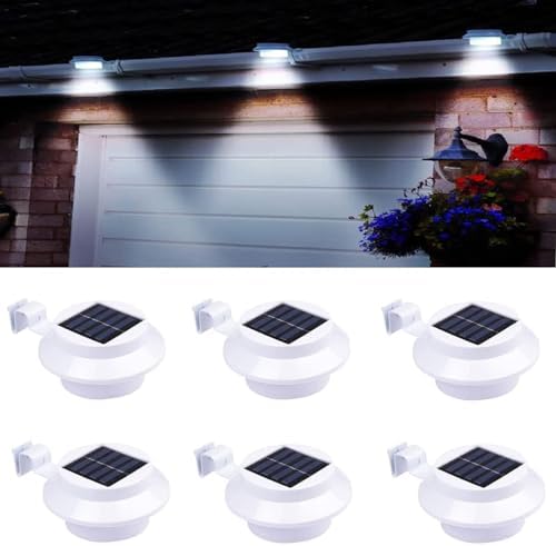 6-Pack Solar Gutter Led Lights, Outdoor Solar Fence Lights Deck Lights for Eaves Garden Landscape Yard (White) by Thsinde