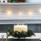 JHY DESIGN Large 3-Wick Glass Flameless Candles 6''High Battery Operated Dancing Flame Flickering LED Pillar Candles with 6-Hour Timer Feature Moving Wick Large Candle for Home Party - Image 2